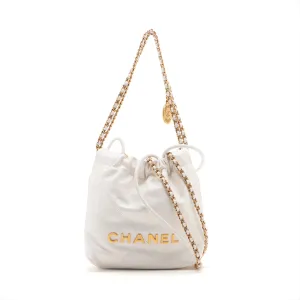 Chanel 22 Mini Leather Chain Shoulder Bag White G  AS3980