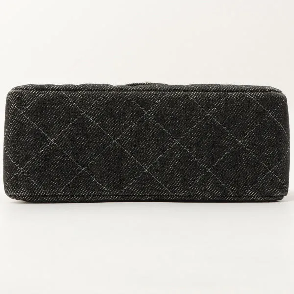 Chanel Around 1998 Made Denim Classic Flap Chain Bag Mini Black