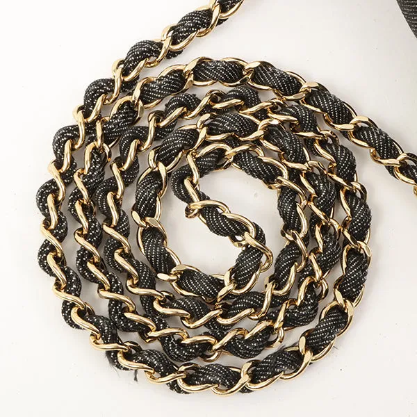 Chanel Around 1998 Made Denim Classic Flap Chain Bag Mini Black