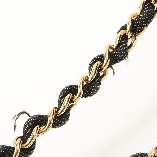 Chanel Around 1998 Made Denim Classic Flap Chain Bag Mini Black