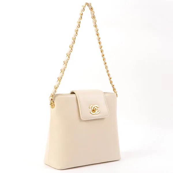 Chanel Around 1998 Made Turn-Lock Mini Chain Handle Bag Ivory