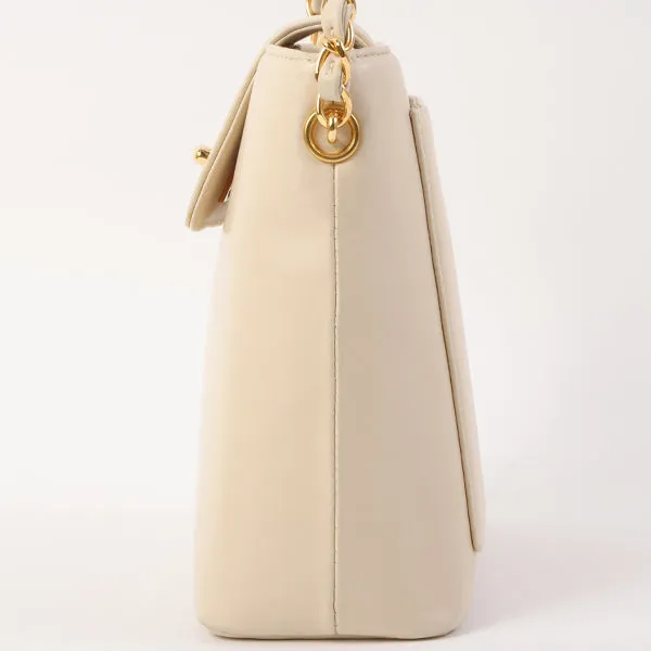 Chanel Around 1998 Made Turn-Lock Mini Chain Handle Bag Ivory