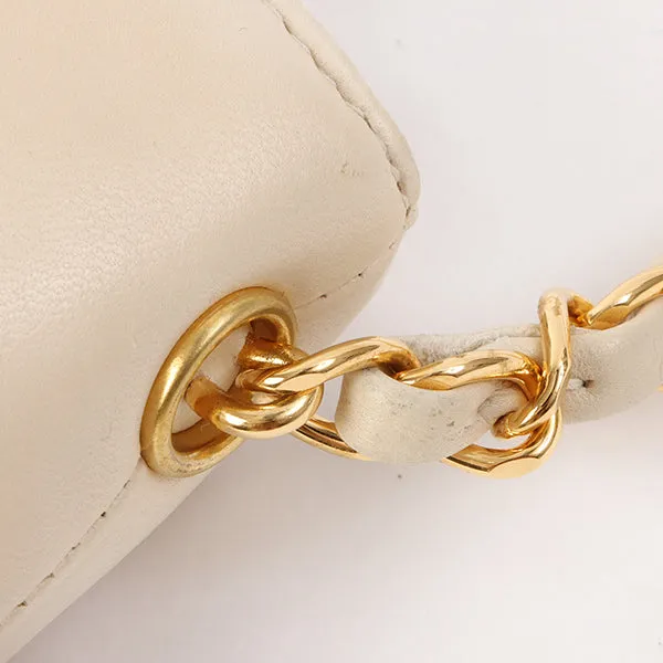 Chanel Around 1998 Made Turn-Lock Mini Chain Handle Bag Ivory