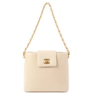 Chanel Around 1998 Made Turn-Lock Mini Chain Handle Bag Ivory