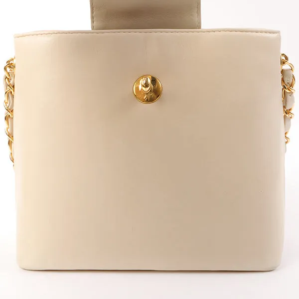 Chanel Around 1998 Made Turn-Lock Mini Chain Handle Bag Ivory