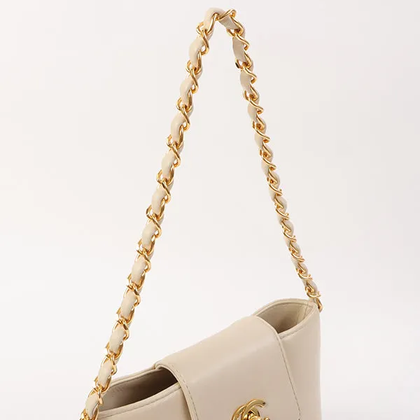 Chanel Around 1998 Made Turn-Lock Mini Chain Handle Bag Ivory