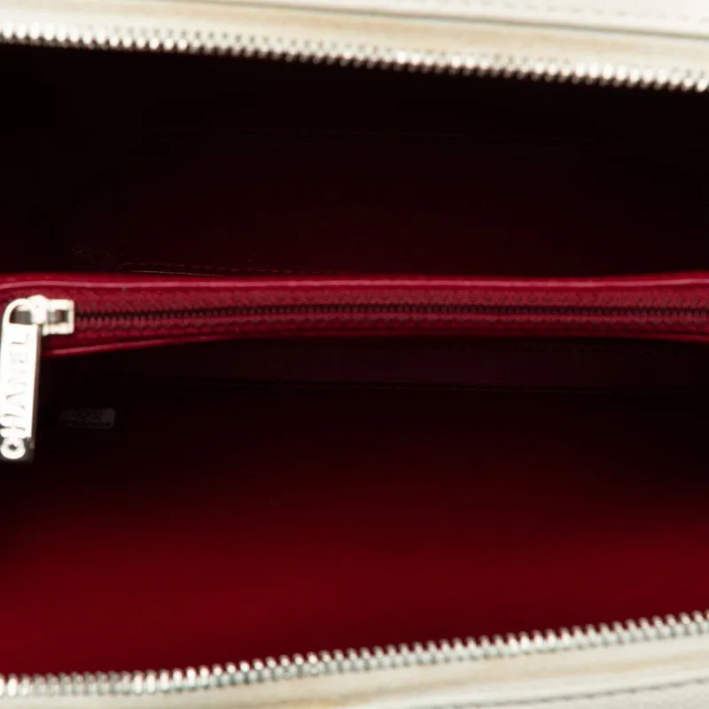 Chanel CC Filigree Chain Shoulder Bag Vanity Bag White Black Canvas  CHANEL