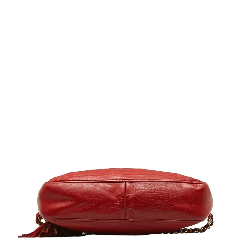 Chanel Cocomark Tassel Chain  houlder Bag Red Leather  CHANEL