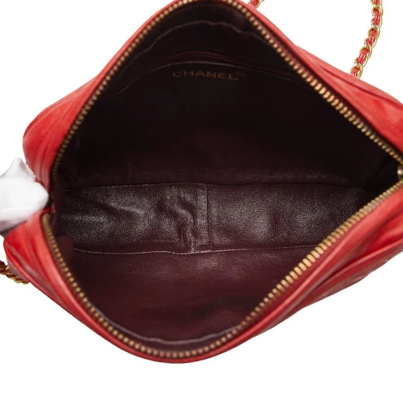 Chanel Cocomark Tassel Chain  houlder Bag Red Leather  CHANEL