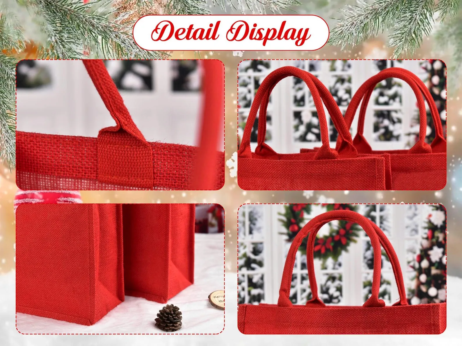 Christmas Gift Bags,Red Christmas party bags,Holiday Gift Bags with Name,Christmas Burlap Bags,Christmas sacks, Red Tote Bag