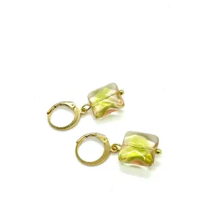Citrine Duo-Tone Givre' Square Glass Earrings