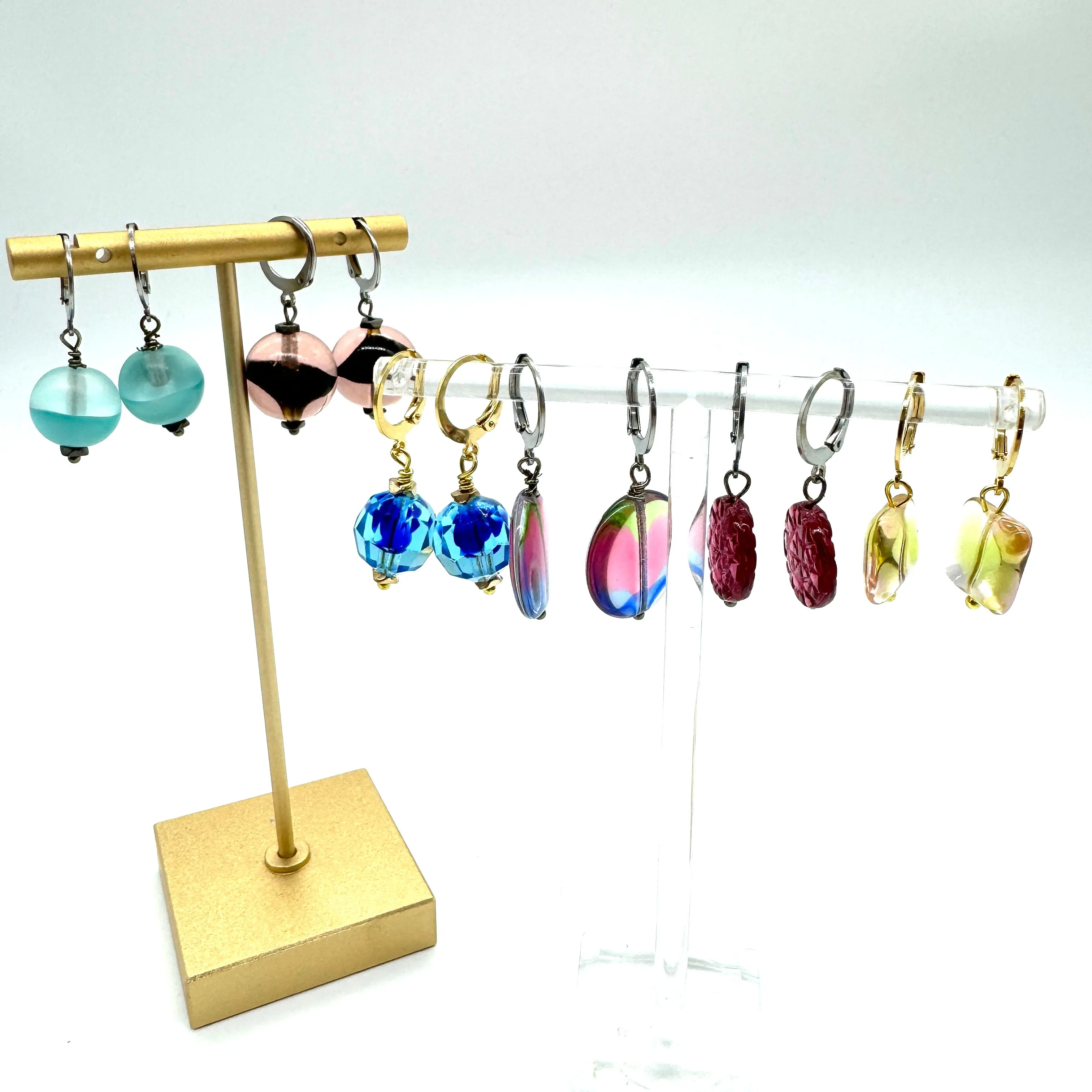 Citrine Duo-Tone Givre' Square Glass Earrings