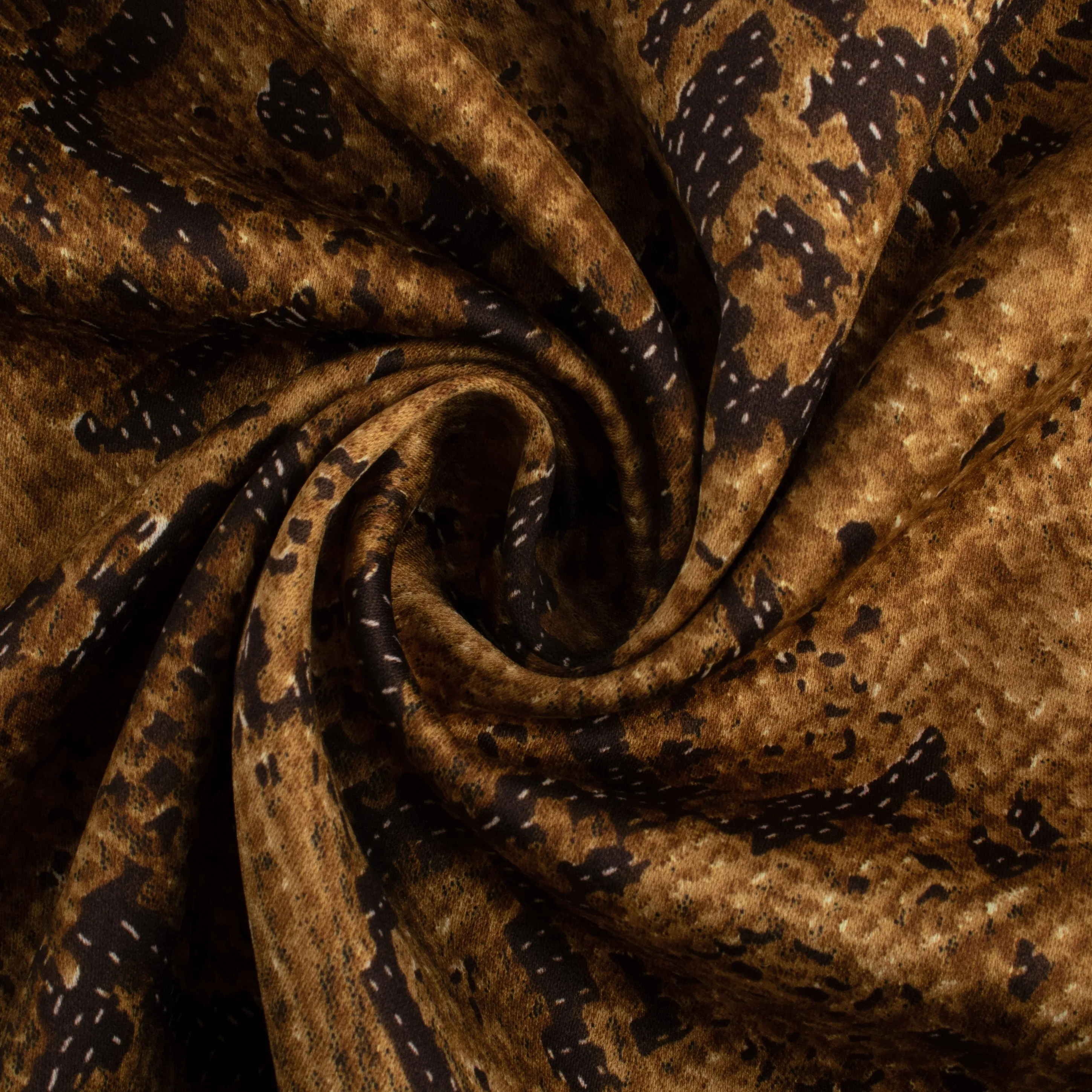 COLLEEN Satin Velvet Print - Snake - Brown