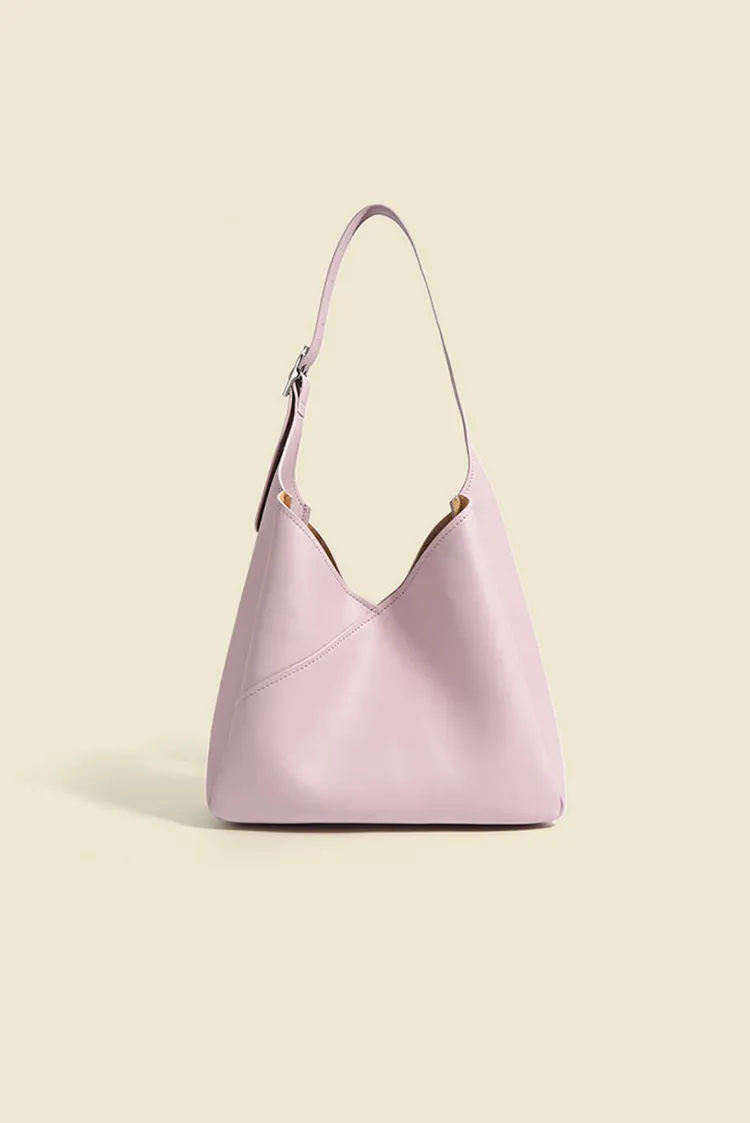 Color Block Leather Shoulder Hobo bag