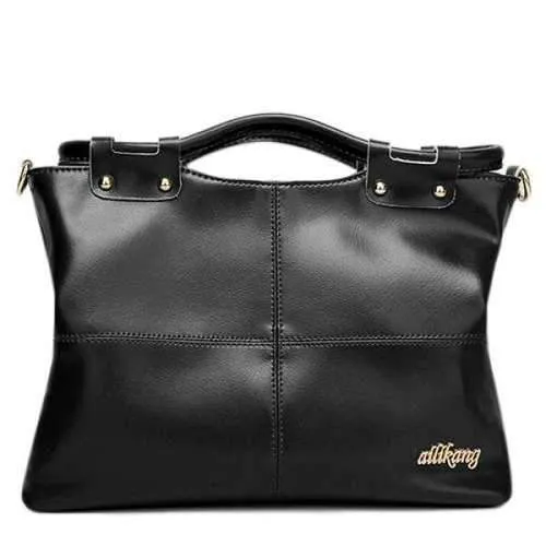 Concise Letter and Stitching Design Tote Bag For Women - Black