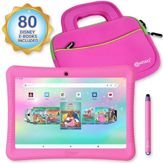 Contixo K102 10" Kids Tablet and Tablet Bag Bundle, 32GB Storage, 80  Disney eBooks, Kid-Proof Case