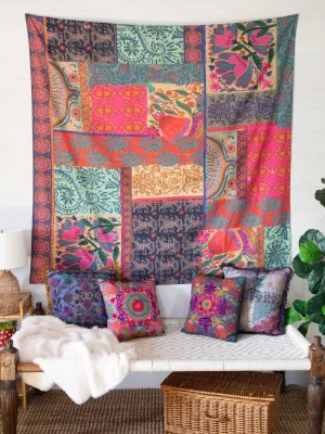 Cotton Tapestry Coverlet - Multicolored