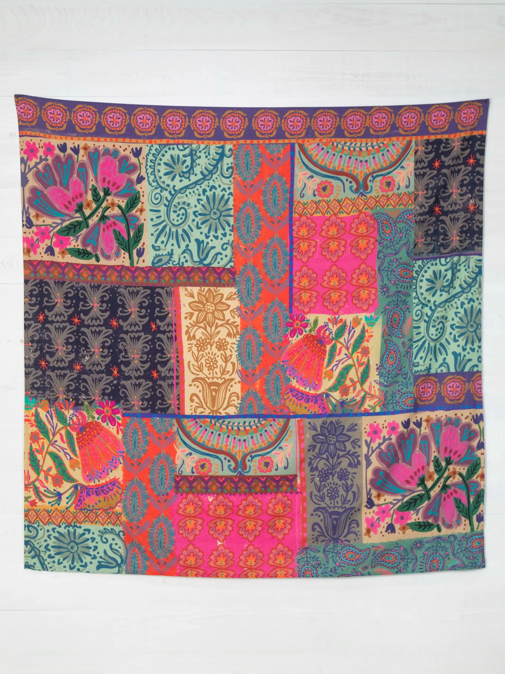 Cotton Tapestry Coverlet - Multicolored