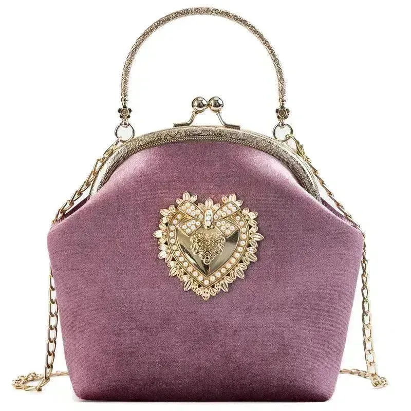 Diamond Retro Style Women Shoulder Medium Size Zipper Handbag
