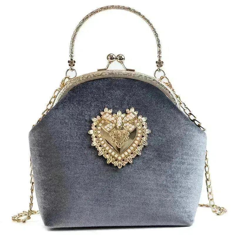 Diamond Retro Style Women Shoulder Medium Size Zipper Handbag