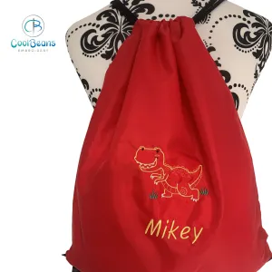 Dinosaur / T-Rex Drawstring Gym Bag - Personalised