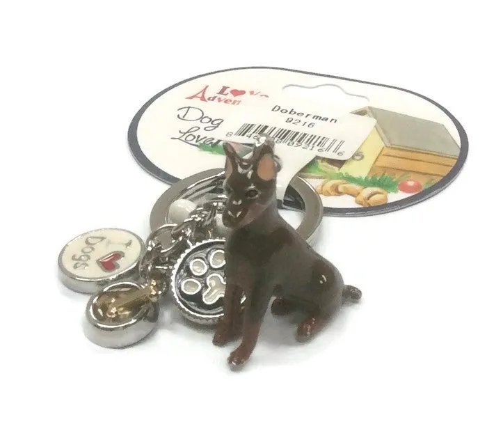 Doberman dog breed 3D keyring
