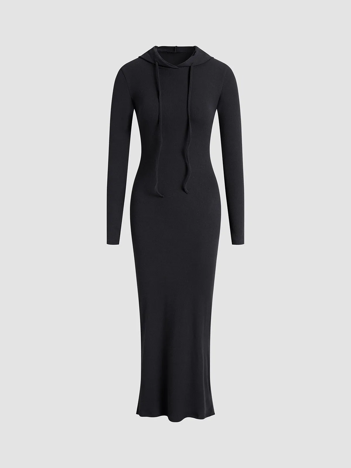 Drop Shoulder Graceful Drawstring Hooded Dress
