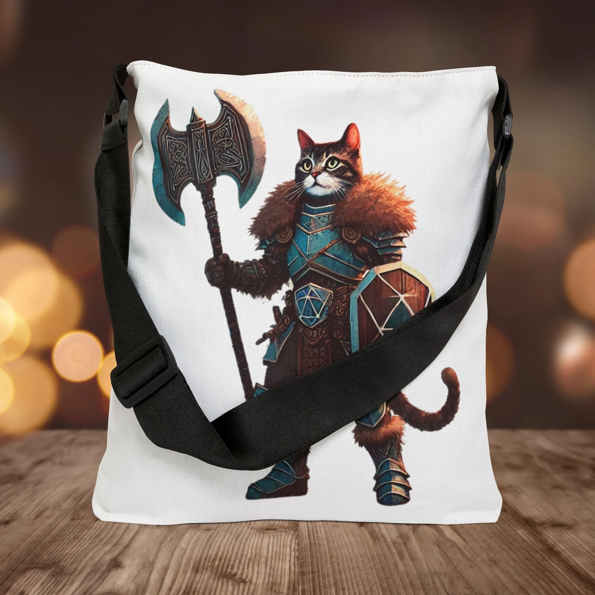 Dungeons and Dragons - Cat Warrior - Adjustable Strap Tote Bag