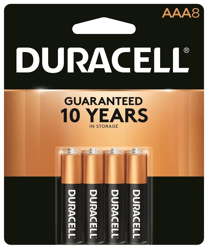 Duracell MN2400B8Z Battery, 1.5 V Battery, 1.15 Ah, AAA Battery, Alkaline, Manganese Dioxide :PK  8: QUANTITY: 1