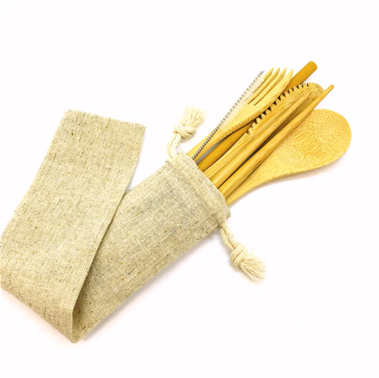 Eco-Friendly Reusable Bamboo Cutlery Set - 8 Pcs Utensil Kit