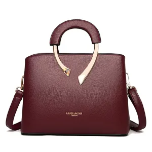 Elegant Burgundy Leather Casual Tote