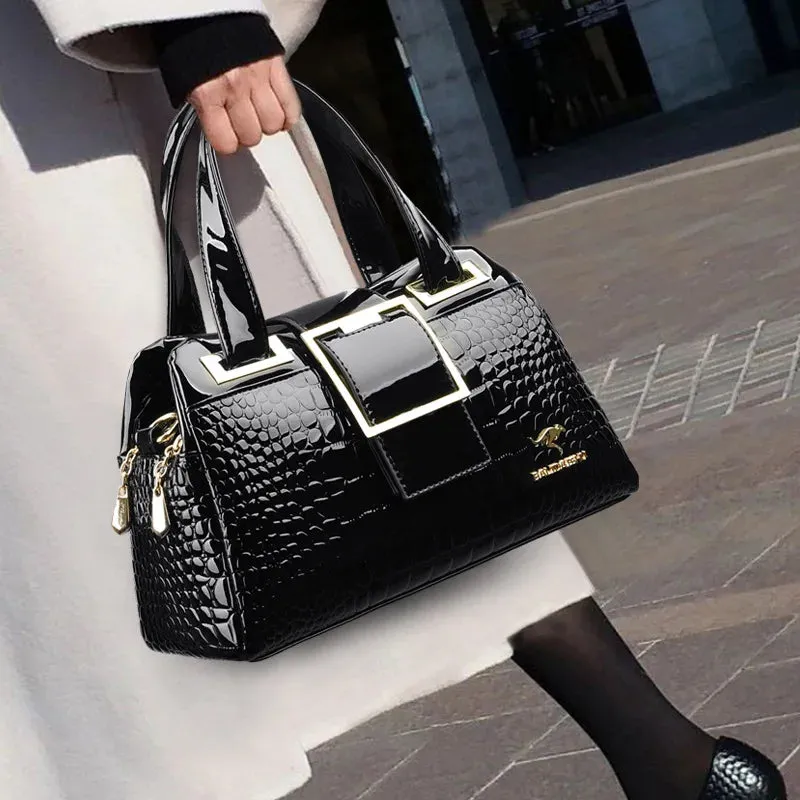 Elegant Croc Charm Shoulder Bag