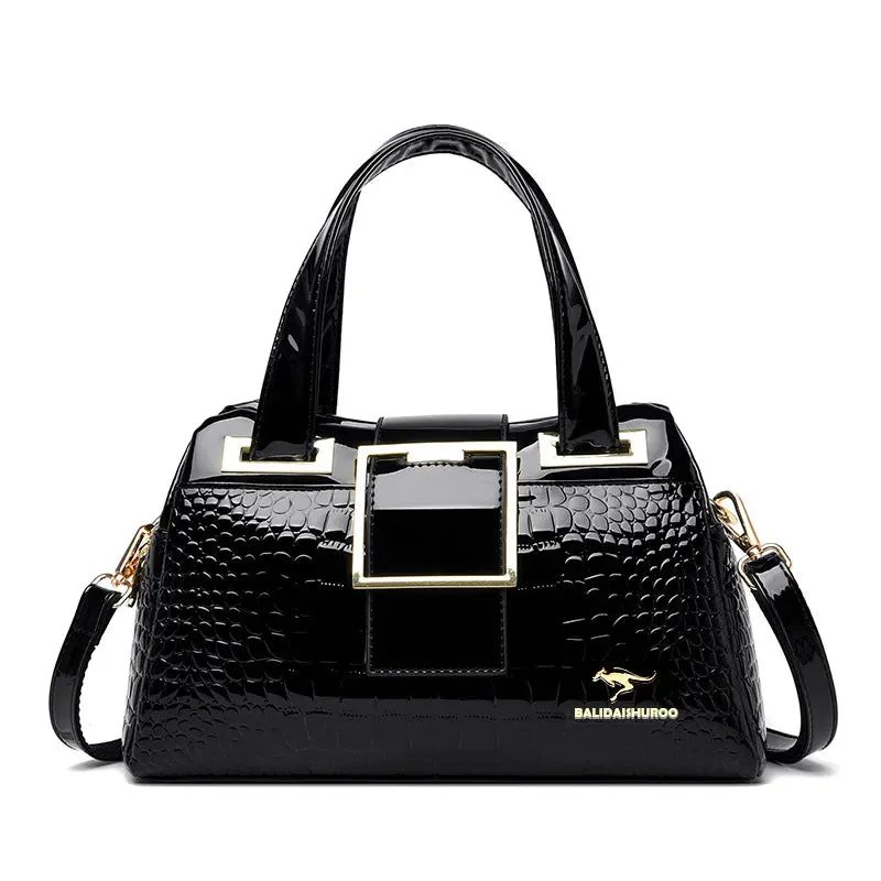 Elegant Croc Charm Shoulder Bag