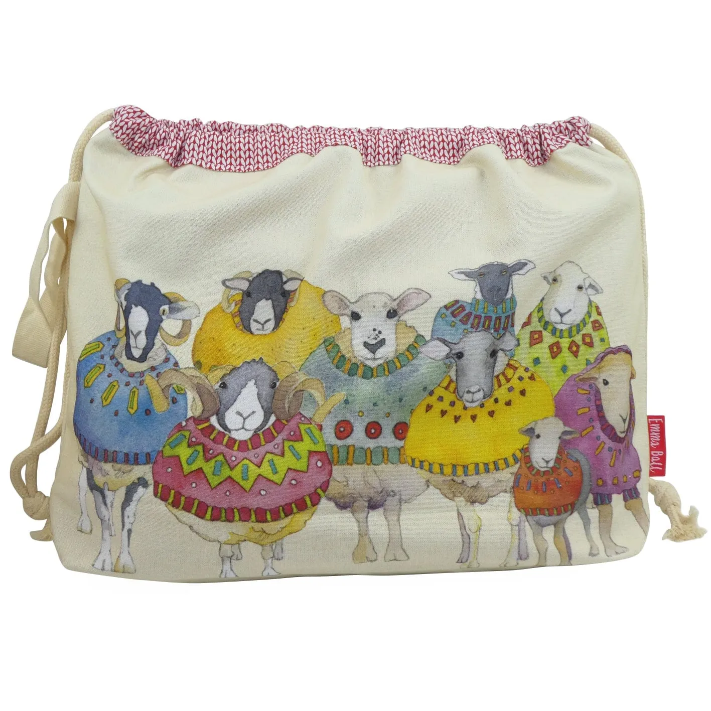 Emma Ball - Drawstring Bag - Sheep in Sweaters II