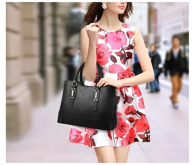 Fashion Unique 2 In 1 Patterned Leather Handbag - Yellow