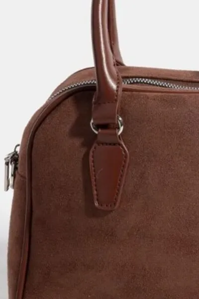 Faux Leather Handle Boxy Handbag