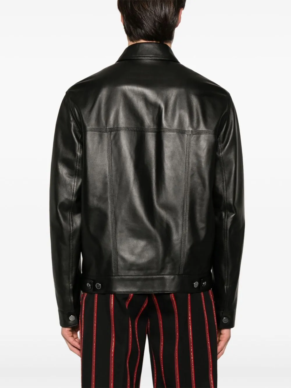 FENDI Embossed Patch Nappa Leather Blouson Jacket