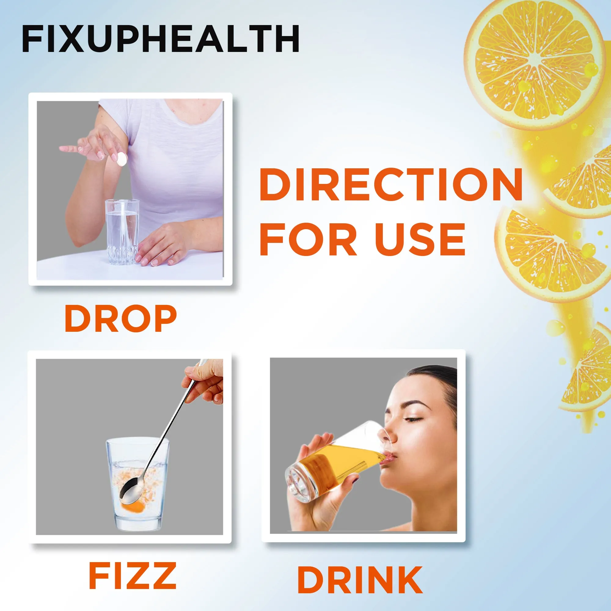 Fixuphealth Electrolytes Tablets Containing Sodium Magnesium, Calcium Chloride and Vitamin C Effervescent Tablets Lemon Flavour Pack of 1 20 tablets each pack Useful for Great source of minerals