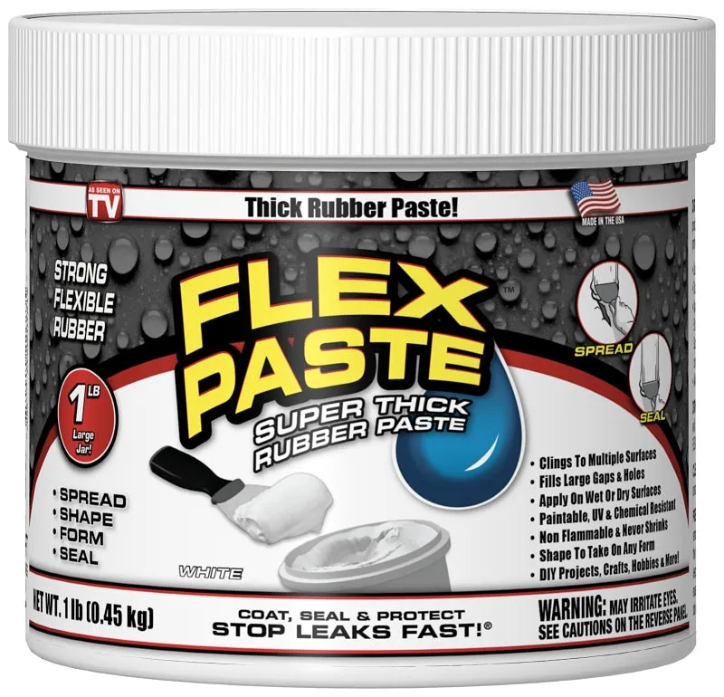 Flex Paste PFSWHTR16 Rubberized Adhesive, White, 1 lb, Jar :EA: QUANTITY: 1
