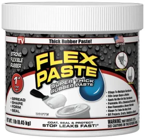 Flex Paste PFSWHTR16 Rubberized Adhesive, White, 1 lb, Jar :EA: QUANTITY: 1