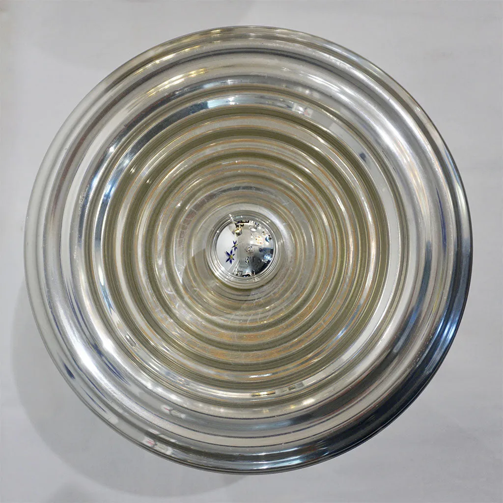 Flos 1960s Silver Tone Pair of Castiglioni Round Polished Aluminum Table Lamps
