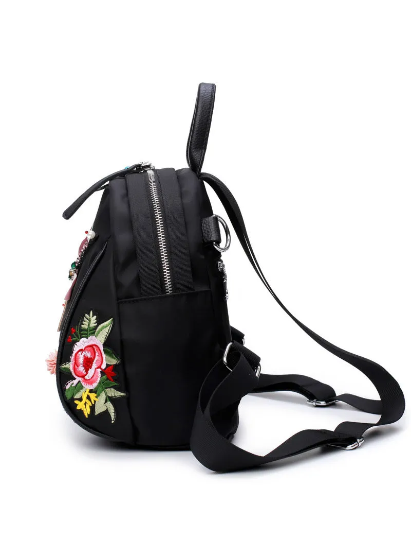 Flower Embroidery Rhinestone 3D Dragonfly Shoulder Bag