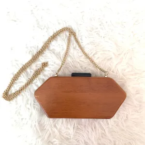 French Connection Wooden Clutch with Gold Chain (see notes)