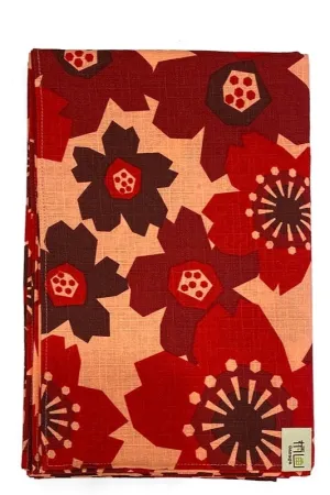 Furoshiki Pattern Flowers Red 42" Square