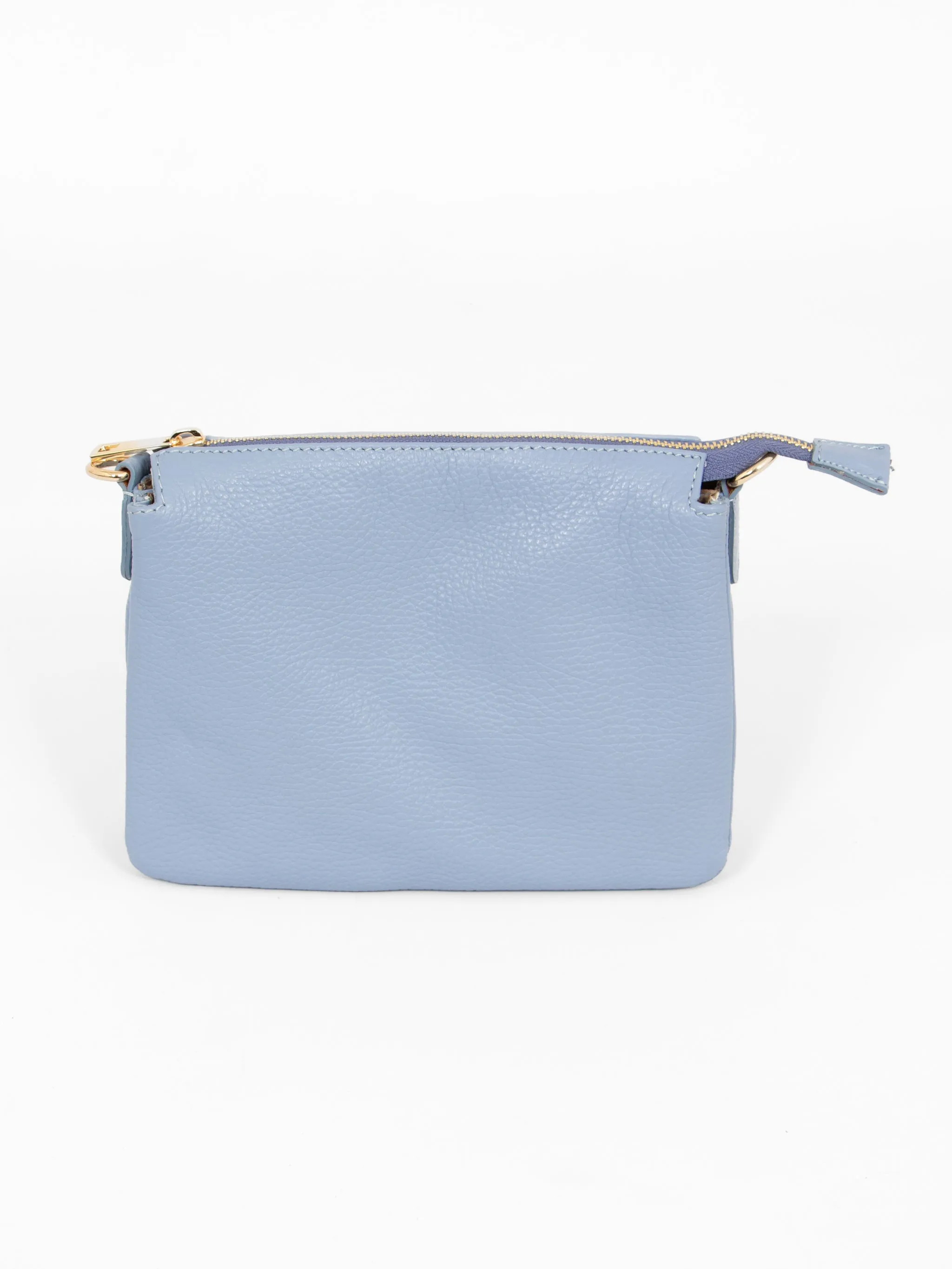 Gia - Italian Leather Crossbody Bag - Azure Blue, Pebbled