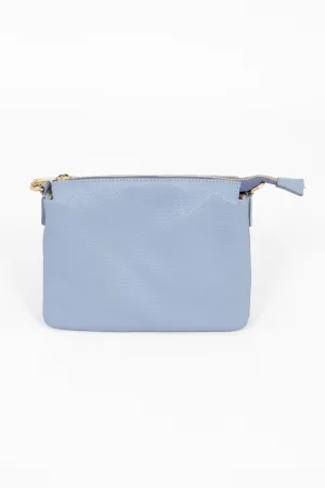 Gia - Italian Leather Crossbody Bag - Azure Blue, Pebbled