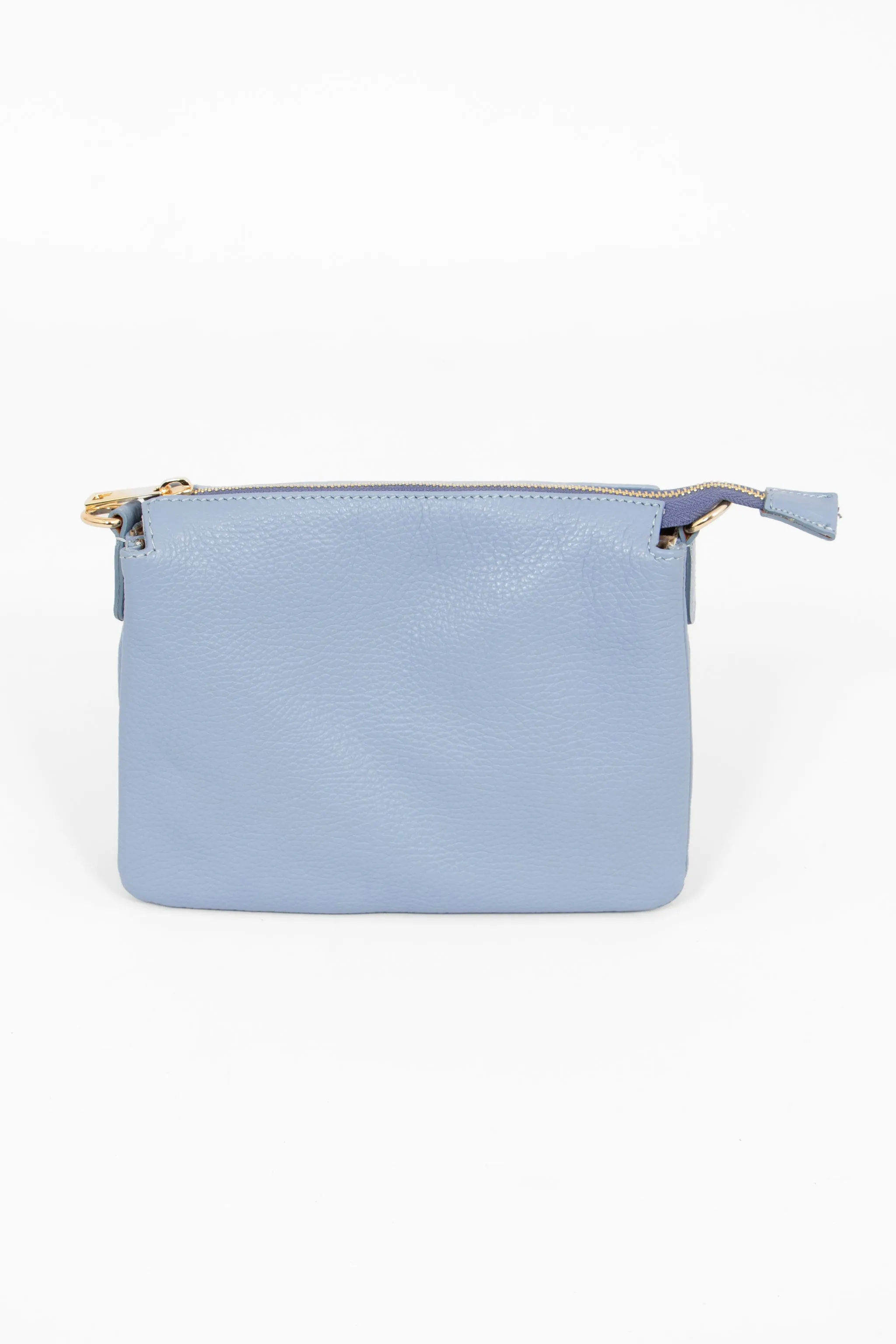 Gia - Italian Leather Crossbody Bag - Azure Blue, Pebbled
