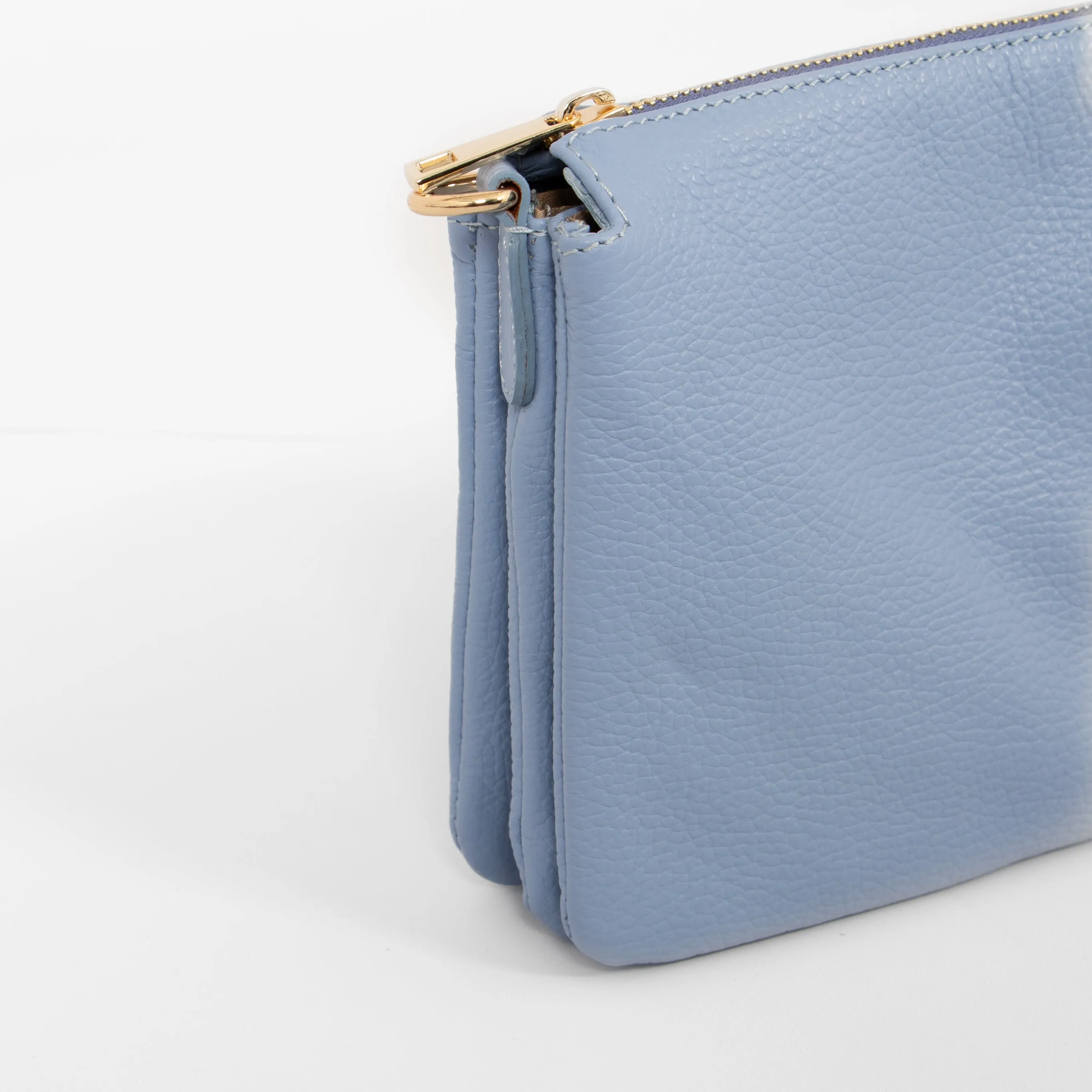 Gia - Italian Leather Crossbody Bag - Azure Blue, Pebbled