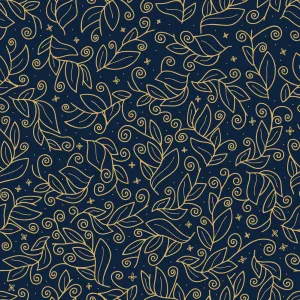 Gold & Navy Decorative Floral Pattern
