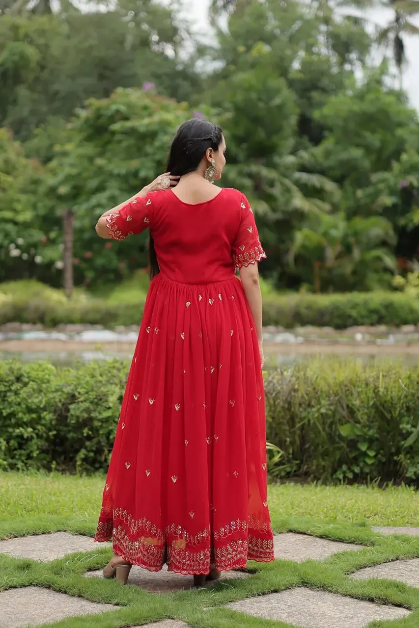 Gorgeous Zari Sequins Luxury Embroidered Faux Blooming Gown